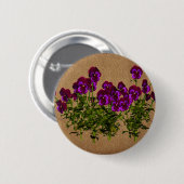 Paarse Viooltjes op Oud Document Bloemen Ronde Button 5,7 Cm (Voorkant /achterkant)