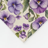 Paarse viooltjes op wit fleece deken (Hoek)