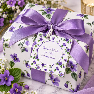 Paarse Viooltjes Patroon Cadeaubijsluiter Bedankjes Labels