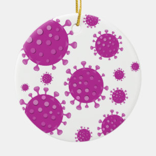 Paarse virale deeltjes keramisch ornament