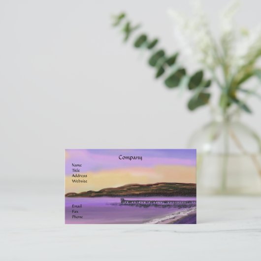 Paarse Visitekaartjes met zonnestralen (Staand voorkant)