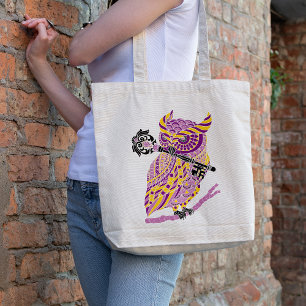 Paarse visorren tote bag