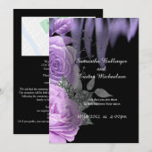 Paarse vlammen Rozen Gothic Wedding Invitation Kaart (Voorkant / Achterkant)