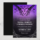 Paarse vleermuizen skelet hart Gothic halloween br Kaart (Voorkant / Achterkant)
