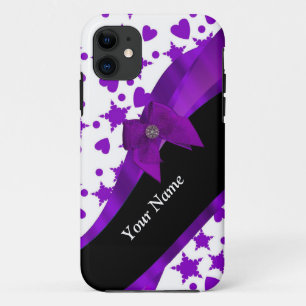 paarse vlekkerige meisjespatroon gepersonaliseerd iPhone 11 hoesje
