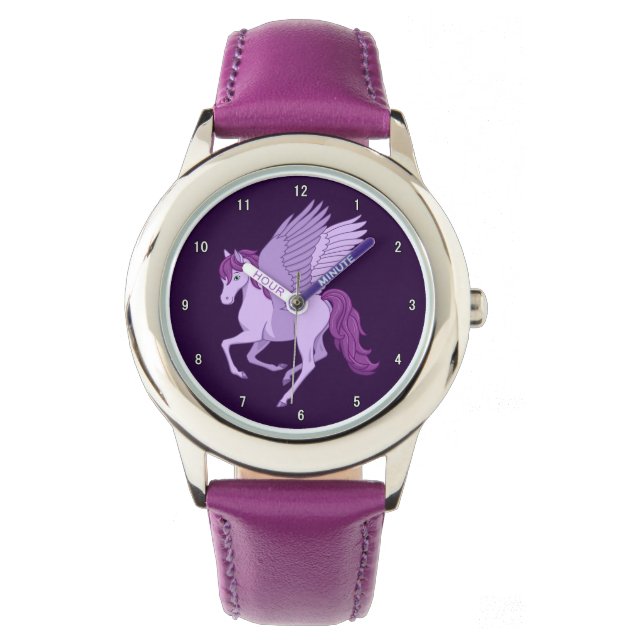 Paarse vliegpaard Pegasus Horloge (Voorkant)