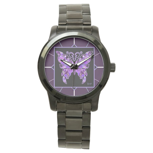 Paarse vlinder 31 Horloge (Voorkant)