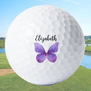 paarse vlinder aangepaste naam dames golfballen