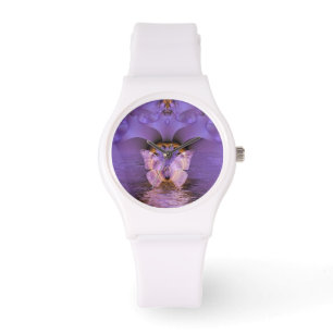 Paarse vlinder Abstract Horloge