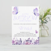 Paarse Vlinder Baby Douche Uitnodigingen (Staand voorkant)