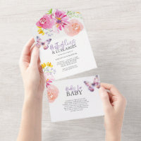 Paarse Vlinder Baby Douche Uitnodigingen