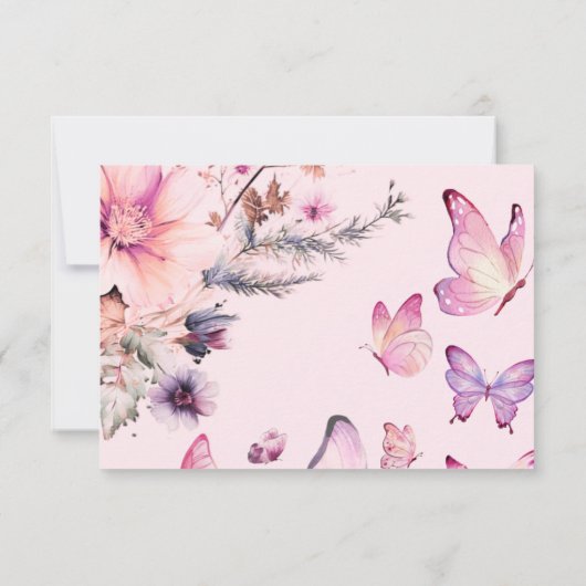 Paarse vlinder Baby in Bloom Girl Baby shower Bedankkaart (Achterkant)