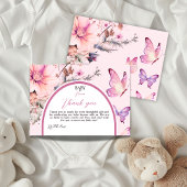 Paarse vlinder Baby in Bloom Girl Baby shower Bedankkaart