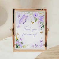 Paarse Vlinder Baby shower Bedankt voor het komen