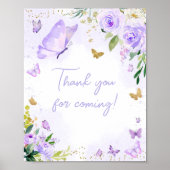 Paarse Vlinder Baby shower Bedankt voor het komen Poster (Voorkant)