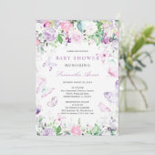 Paarse Vlinder Baby Shower Kaart (Staand voorkant)