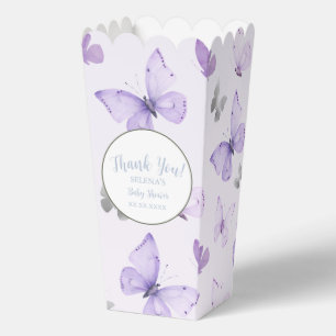 Paarse vlinder Baby shower Popcorn Bedankdoosjes