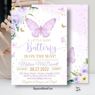 Paarse Vlinder Baby Shower Uitnodiging Meisje uitn