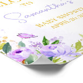 Paarse Vlinder Baby shower Welkom Poster (Hoek)