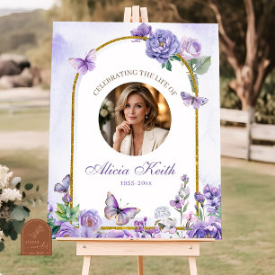 Paarse Vlinder Bloem Graf Welkom Bord Poster