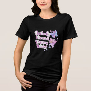 Paarse Vlinder Bloem T-Shirt