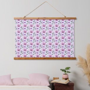 Paarse Vlinder Bloemmotief Cute Cottagecore Hangend Wandkleed