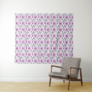 Paarse Vlinder Bloemmotief Cute Cottagecore Wandkleed