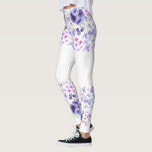 Paarse Vlinder Bloemrijke Waterverf Leggings - Sch