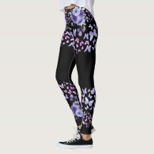 Paarse Vlinder Bloemrijke Waterverf Leggings - Sch