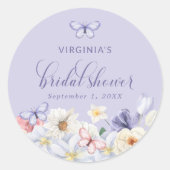 Paarse Vlinder Bruidsfeest Sticker (Voorkant)