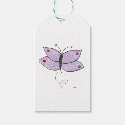 Paarse vlinder cadeaulabel (Voorkant)