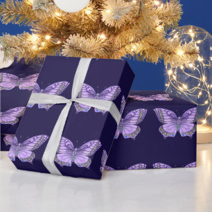 Paarse vlinder cadeaupapier