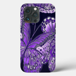 Paarse vlinder iPhone 13 pro hoesje