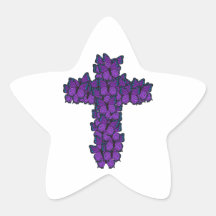 Paarse Vlinder Cross Star vormige Stickers