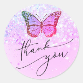 paarse vlinder dank u ronde sticker