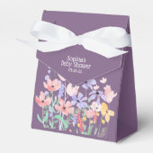 Paarse Vlinder en Blooms Baby shower Favor Box Bedankdoosjes (Voorkant Zijde)