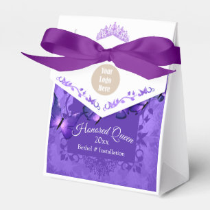 Paarse vlinder geëerd Queen Ribbon gunstbox Bedankdoosjes