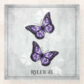 Paarse vlinder - gepersonaliseerd Onderzetter van (Voorkant)