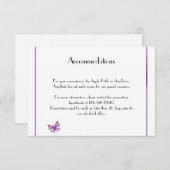 Paarse vlinder hart bruiloft invoegen informatiekaartje (Voorkant / Achterkant)