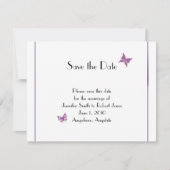 Paarse Vlinder Hart Bruiloft Save the Date (Voorkant)