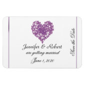 Paarse Vlinder Hart Bruiloft Save the Date Magneet (Horizontaal)