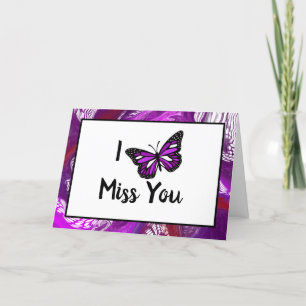 Paarse vlinder Ik Miss You Kaart