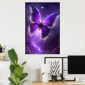 Paarse vlinder in blikseminslag poster (Thuiskantoor)