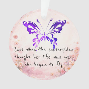 Paarse Vlinder Inspirerende Citaat Ornament