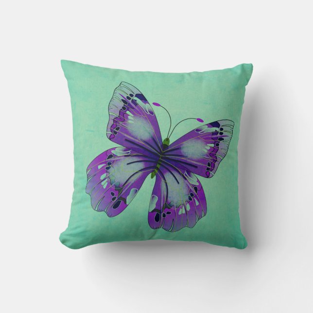 Paarse vlinder kussen (Voorkant)