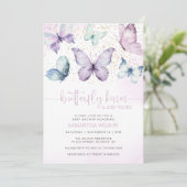 Paarse vlinder kussen meisje Baby shower Kaart (Staand voorkant)