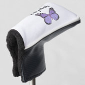  paarse vlinder met aangepaste naam dames golfheadcover (3/4 voorkant)