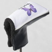  paarse vlinder met aangepaste naam dames golfheadcover (3/4 voorkant)