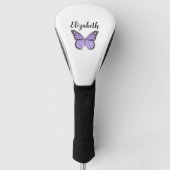 paarse vlinder met aangepaste naam dames golfheadcover (Voorkant)
