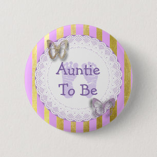 Paarse vlinder om baby shower te zijn ronde button 5,7 cm